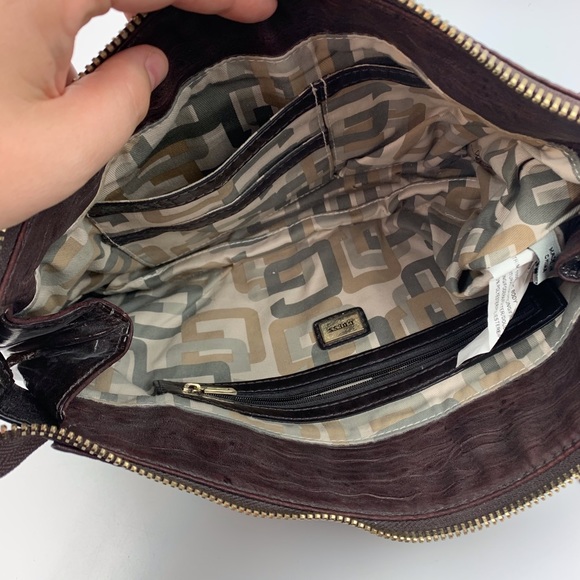 GUESS Brown Vegan Leather Clutch Wristlet Fringe - Picture 8 of 8